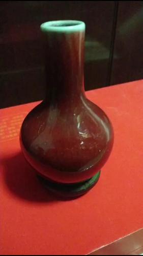 清早期祭红釉天球瓶  00308